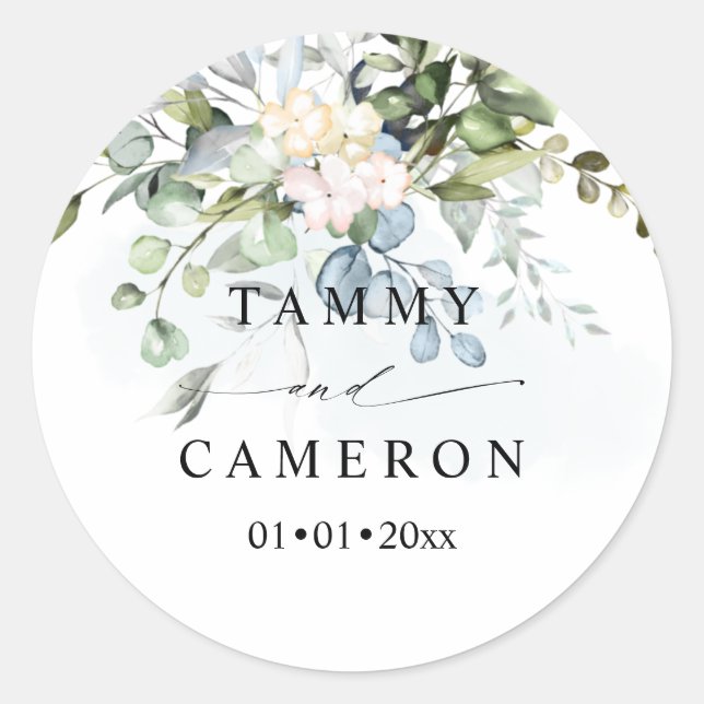 Sticker Rond PixDezines Aquarelle Rustique Eucalyptus Gomme Ble (Devant)