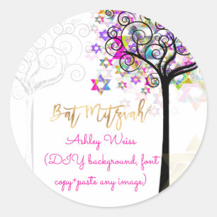 Sticker Rond PixDezines arbre de vie/Bar Mitzvah/do-it-yourself