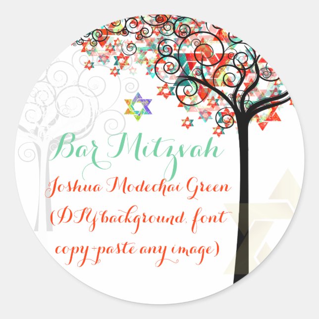 Sticker Rond PixDezines arbre de vie/Bar Mitzvah/do-it-yourself (Devant)