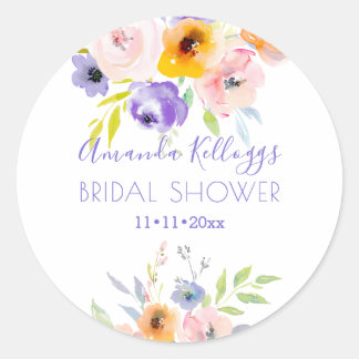 Sticker Rond PixDezines Baby Shower Aquarelle Pivoines de Print