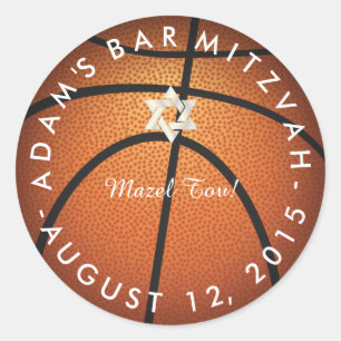 Sticker Rond ✡ PixDezines Basketball Mitzvah