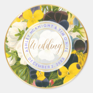 Sticker Rond PixDezines BOUQUETS FLORAUX VINTAGES