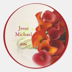 Sticker Rond PixDezines BURNT ORANGE CALLA LILY INVITATIONS