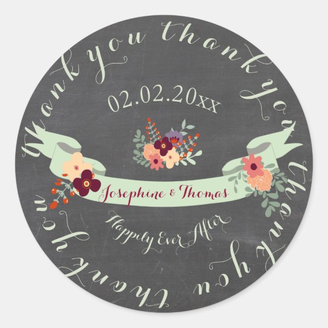 Sticker Rond PixDezines chalkboard petite fleurs/do-it-yourself (Devant)