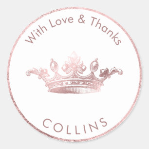 Sticker Rond PixDezines Couronne impériale Vintage/Or Rose Faux