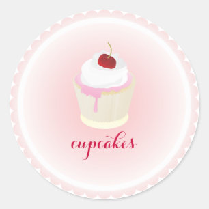 Sticker Rond PixDezines cupcake/cerise rouge