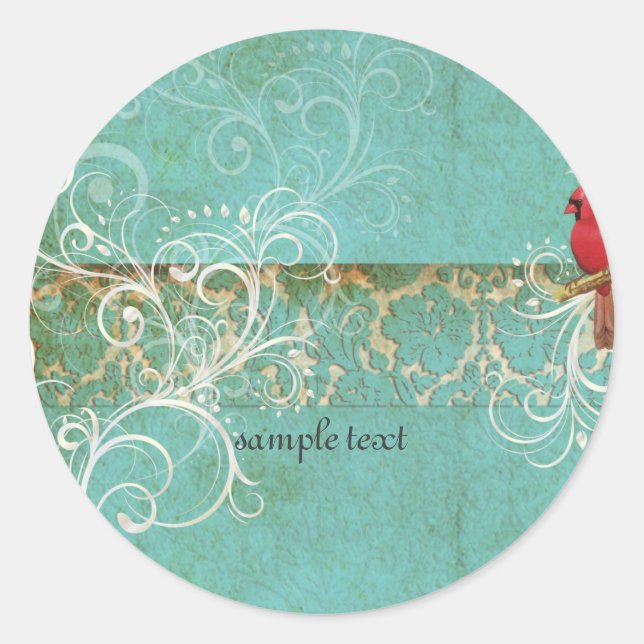 Sticker Rond PixDezines Dentelle Vintage Damas / Aqua (Devant)