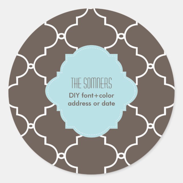 Sticker Rond PixDezines do-it-yourself couleur, treillis maroca (Devant)