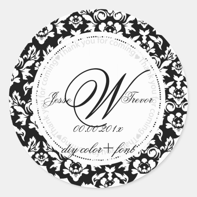 Sticker Rond PixDezines do-it-yourself monogramme de style coul (Devant)