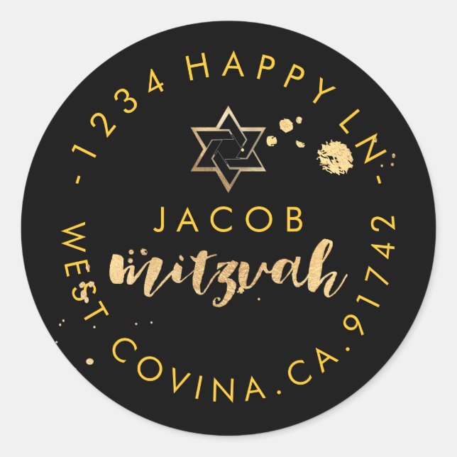 Sticker Rond PixDezines ébloui/faux or/ mitzvah retour ajouter (Devant)