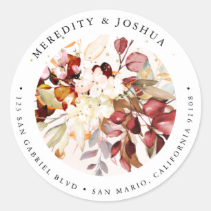 Sticker Rond PixDezines Elegant Botanical Rust Eucalyptus