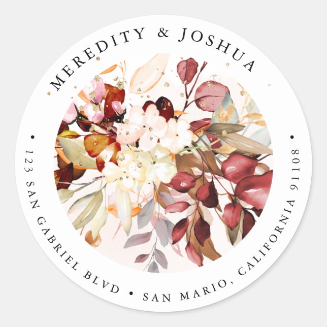 Sticker Rond PixDezines Elegant Botanical Rust Eucalyptus (Devant)