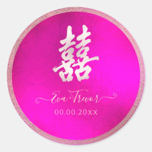 Sticker Rond PixDezines fard double bonheur rose chaud+flashy