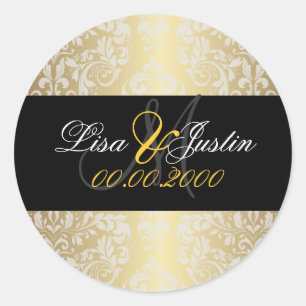 Sticker Rond PixDezines faux damas d'or