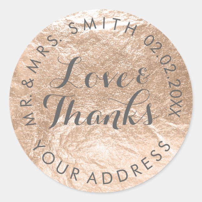 Sticker Rond PixDezines FAUX FOIL, CHAMPAGNE ROSE/OR ROSE (Devant)