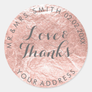 Sticker Rond PixDezines FAUX FOIL, CHAMPAGNE ROSE/OR ROSE