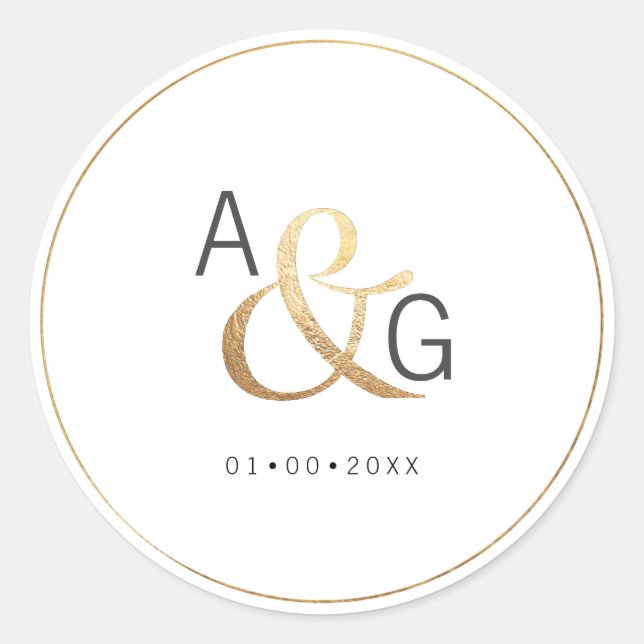 Sticker Rond PixDezines Faux Gold Ampersand (Devant)