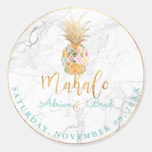 Sticker Rond PixDezines Faux Gold Ananas/Marbre