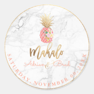 Sticker Rond PixDezines Faux Gold Ananas/Vierge Orange/Marbre