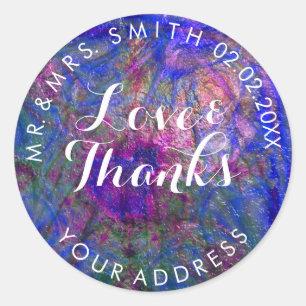 Sticker Rond PixDezines FAUX MÉTALLIQUE COBALT VIOLET+OR