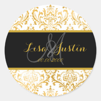 Sticker Rond PixDezines faux or/rossi damask