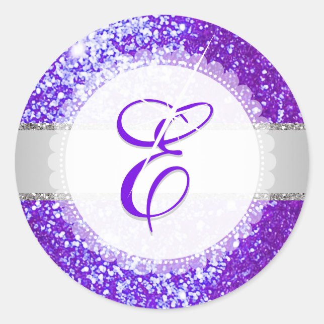 Sticker Rond PixDezines FAUX PARTIES SCINTILLANT MONOGRAM | ULT (Devant)