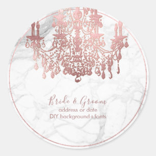 Sticker Rond PixDezines Faux Rose Gold l Chandelier Marble