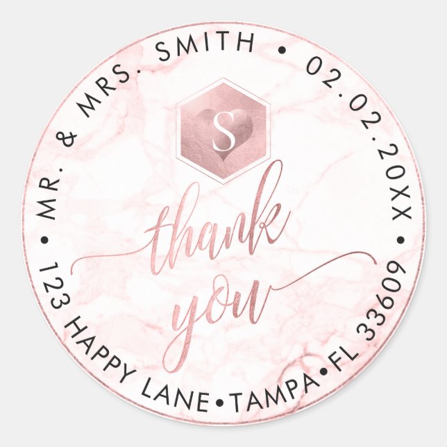 Sticker Rond PixDezines FAUX ROSE OR HONEYCOMB, MONOGRAM (Devant)