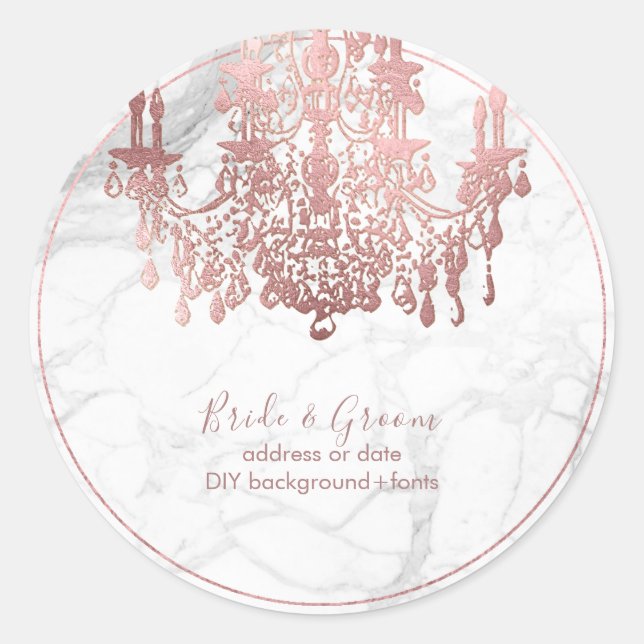Sticker Rond PixDezines Faux Rose or l lustre marbre (Devant)