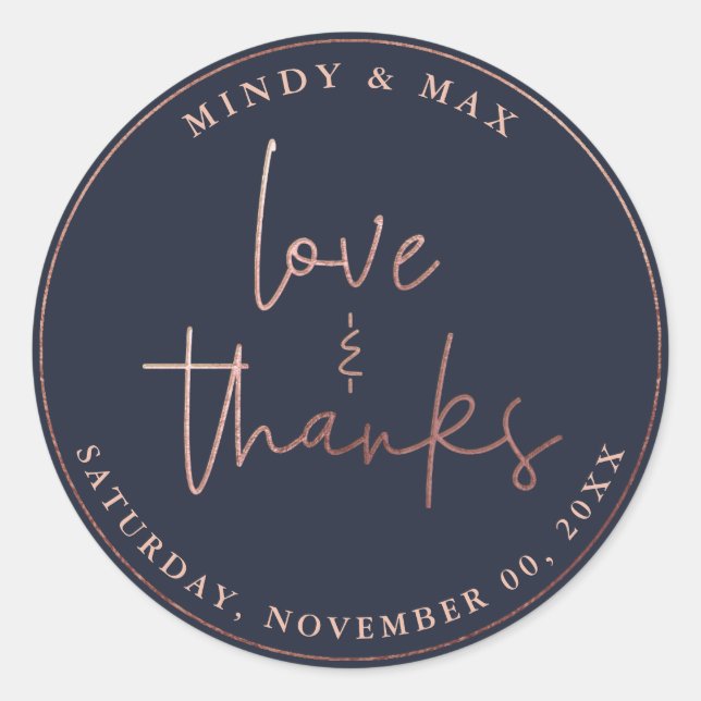 Sticker Rond PixDezines FAUX ROSE OR LOVE+THANKS|do-it-yourself (Devant)