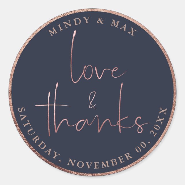 Sticker Rond PixDezines FAUX ROSE OR LOVE+THANKS|do-it-yourself (Devant)