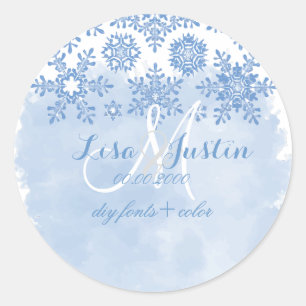 Sticker Rond PixDezines flocons de neige bleu placide/do-it-you