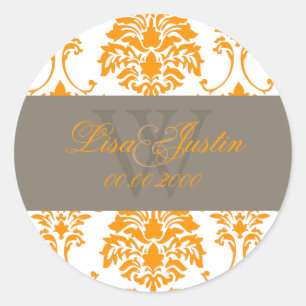 Sticker Rond PixDezines florentius damask/orange