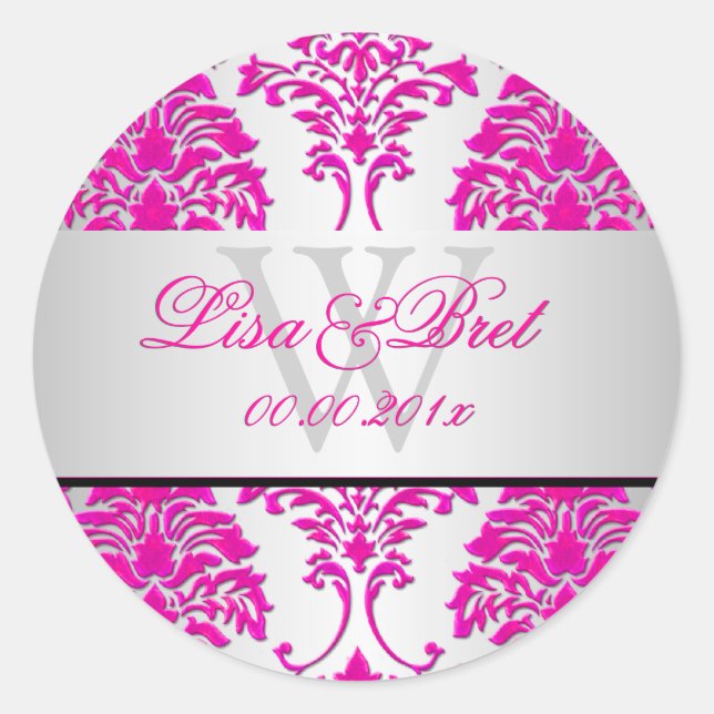 Sticker Rond PixDezines florentius damask/rose+argent (Devant)
