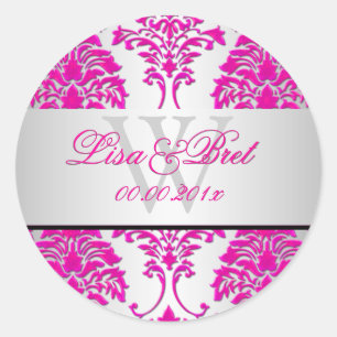 Sticker Rond PixDezines florentius damask/rose+argent