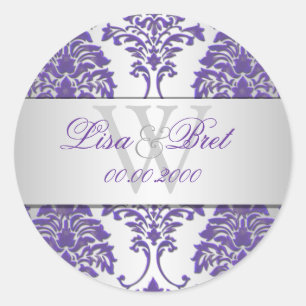 Sticker Rond PixDezines florentius damask/violet+argent
