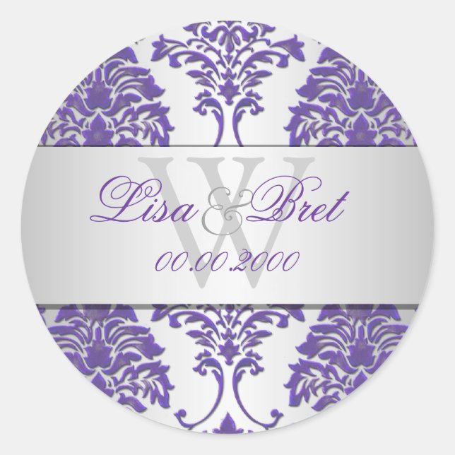 Sticker Rond PixDezines florentius damask/violet+argent (Devant)