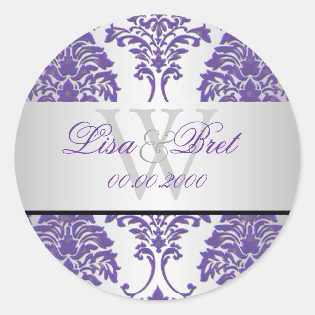 Sticker Rond PixDezines florentius damask/violet+argent (Devant)