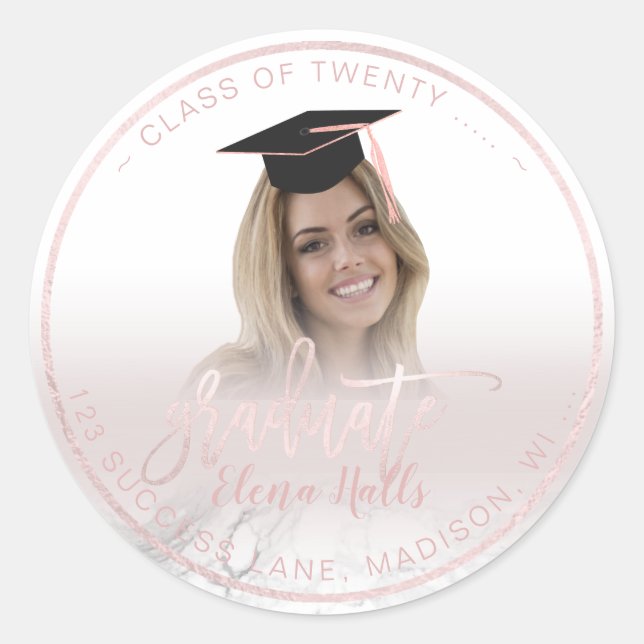 Sticker Rond PixDezines Graduation/Marbre+Pinceau (Devant)