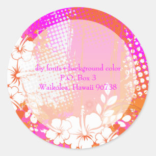 Sticker Rond PixDezines grunge hibiscus/do-it-yourself couleur 