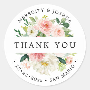 Sticker Rond PixDezines H2 Blush Roses de mariage Faveurs