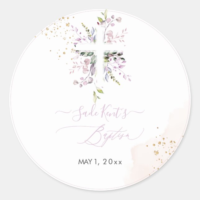 Sticker Rond PixDezines H2 Pink Eucalyptus Baptism (Devant)