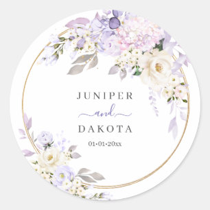 Sticker Rond PixDezines H2 Purple Hydrangeas Roses