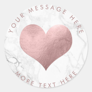 Sticker Rond PixDezines HEART FAUX ROSE OR+MARBLE