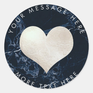 Sticker Rond PixDezines HEART FAUX SILVER+MARBRE BLEU