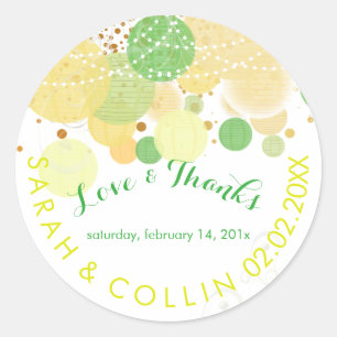 Sticker Rond PixDezines jaune/vert/lanternes/do-it-yourself arr