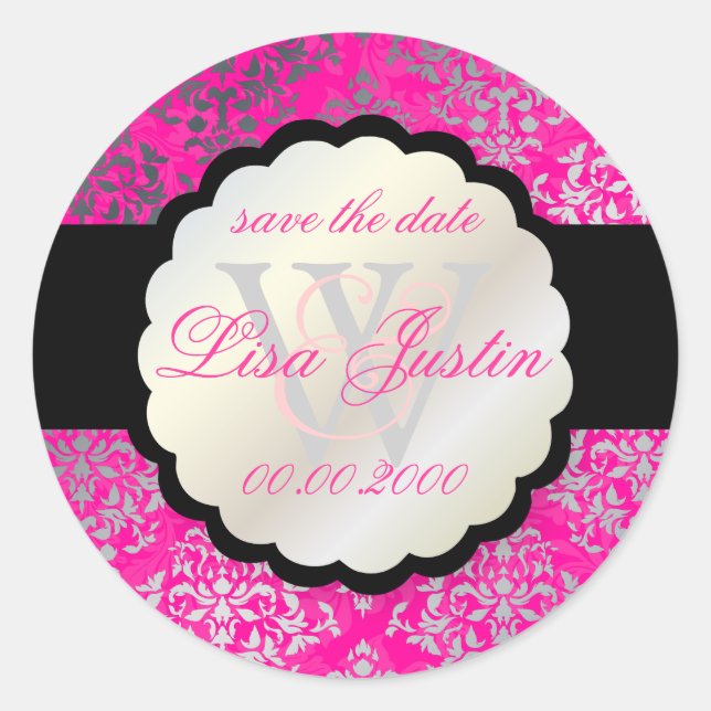 Sticker Rond PixDezines Joséphine Damask/do-it-yourself couleur (Devant)