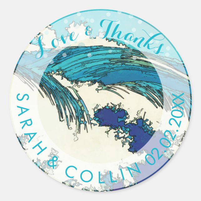 Sticker Rond PixDezines konen uehara vagues océaniques, 上 原 (Devant)