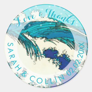Sticker Rond PixDezines konen uehara vagues océaniques, 上 原
