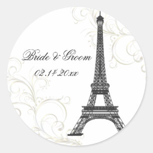 Sticker Rond PixDezines La Tour Eiffel+Fils/do-it-yourself coul